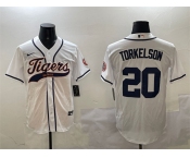 Men's Detroit Tigers #20 Spencer Torkelson White With Patch Cool Base Stitched Baseball Jersey