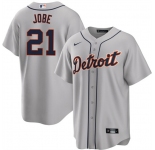 Men's Detroit Tigers #21 Jackson Jobe Gray Cool Base Stitched Baseball Jersey