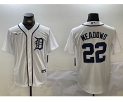 Men's Detroit Tigers #22 Parker Meadows White Cool Base Stitched Jersey