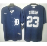 Men's Detroit Tigers #23 Kirk Gibson Navy Blue Stitched Cool Base Jersey