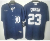 Men's Detroit Tigers #23 Kirk Gibson Navy Blue Stitched Cool Base Jersey
