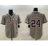 Men's Detroit Tigers #24 Miguel Cabrera Gray Cool Base Stitched Baseball Jersey