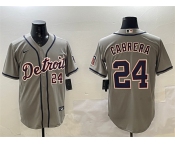 Men's Detroit Tigers #24 Miguel Cabrera Gray Cool Base Stitched Baseball Jersey