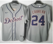 Men's Detroit Tigers #24 Miguel Cabrera Grey Stitched Cool Base Nike Jersey