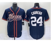 Men's Detroit Tigers #24 Miguel Cabrera Navy Cool Base Stitched Baseball Jersey