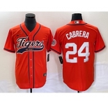 Men's Detroit Tigers #24 Miguel Cabrera Orange Cool Base Stitched Baseball Jersey