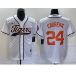 Men's Detroit Tigers #24 Miguel Cabrera White Cool Base Stitched Baseball Jersey