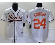 Men's Detroit Tigers #24 Miguel Cabrera White Cool Base Stitched Baseball Jersey