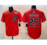 Men's Detroit Tigers #25 Gleyber Torres Orange 2026 Alternate USA 250' Patch Vapor Premier Limited Stitched Baseball Jersey