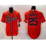 Men's Detroit Tigers #25 Gleyber Torres Orange With Patch Vapor Premier Limited Stitched Baseball Jersey