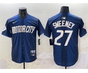 Men's Detroit Tigers #27 Trey Sweeney 2024 Navy City Connect Cool Base Limited Stitched Baseball Jersey
