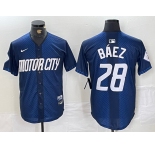 Men's Detroit Tigers #28 Javier Baez 2024 Navy City Connect Cool Base Limited Stitched Jersey
