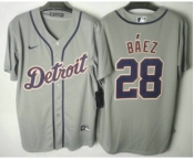 Men's Detroit Tigers #28 Javier Baez Grey Stitched Cool Base Nike Jersey