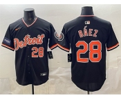 Men's Detroit Tigers #28 Javier Báez Black 2026 Meijer Patch Alternate Vapor Premier Limited Stitched Baseball Jersey