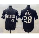 Men's Detroit Tigers #28 Javier Báez Black 'Motor Gothic Edition' Vapor Premier Limited Stitched Baseball Jersey