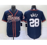 Men's Detroit Tigers #28 Javier Báez Navy Cool Base Stitched Baseball Jersey