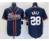 Men's Detroit Tigers #28 Javier Báez Navy Cool Base Stitched Baseball Jersey