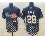 Men's Detroit Tigers #28 Javier Báez Navy With Patch Vapor Premier Limited Stitched Baseball Jersey