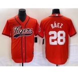 Men's Detroit Tigers #28 Javier Báez Orange Cool Base Stitched Baseball Jersey
