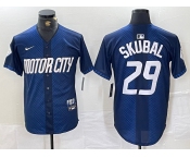 Men's Detroit Tigers #29 Tarik Skubal 2024 Navy City Connect Cool Base Limited Stitched Jersey