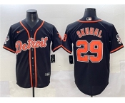 Men's Detroit Tigers #29 Tarik Skubal Black With Patch Cool Base Stitched Baseball Jersey