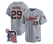 Men's Detroit Tigers #29 Tarik Skubal Gray Logo Patch Vapor Premier Limited Stitched Baseball Jersey