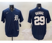 Men's Detroit Tigers #29 Tarik Skubal Navy Cool Base Stitched Baseball Jersey