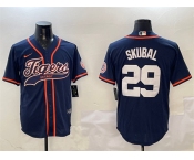 Men's Detroit Tigers #29 Tarik Skubal Navy With Patch Cool Base Stitched Baseball Jersey