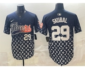 Men's Detroit Tigers #29 Tarik Skubal Navy With Patch Vapor Premier Limited Stitched Baseball Jersey