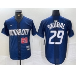 Men's Detroit Tigers #29 Tarik Skubal Number 2024 Navy City Connect Cool Base Limited Stitched Jersey