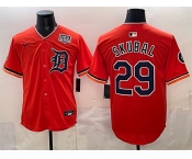 Men's Detroit Tigers #29 Tarik Skubal Orange 2026 Alternate USA 250' Patch Vapor Premier Limited Stitched Baseball Jersey