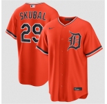 Men's Detroit Tigers #29 Tarik Skubal Orange Alternate Stitched Baseball Jersey