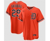 Men's Detroit Tigers #29 Tarik Skubal Orange Alternate Stitched Baseball Jersey