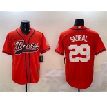 Men's Detroit Tigers #29 Tarik Skubal Orange With Patch Cool Base Stitched Baseball Jersey