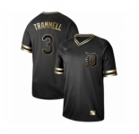 Men's Detroit Tigers #3 Alan Trammell Authentic Black Gold Fashion Baseball Jersey