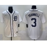 Men's Detroit Tigers #3 Alan Trammell White Cool Base Stitched Baseball Jersey