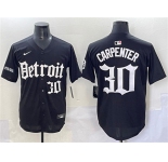 Men's Detroit Tigers #30 Kerry Carpenter Black 'Motor Gothic Edition' Vapor Premier Limited Stitched Baseball Jersey