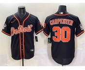 Men's Detroit Tigers #30 Kerry Carpenter Black With Patch Cool Base Stitched Baseball Jersey