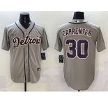 Men's Detroit Tigers #30 Kerry Carpenter Grey Cool Base Stitched Baseball Jersey