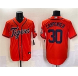 Men's Detroit Tigers #30 Kerry Carpenter Orange With Patch Cool Base Stitched Baseball Jersey
