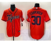 Men's Detroit Tigers #30 Kerry Carpenter Orange With Patch Cool Base Stitched Baseball Jersey