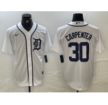 Men's Detroit Tigers #30 Kerry Carpenter White Cool Base Stitched Jersey