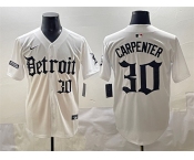 Men's Detroit Tigers #30 Kerry Carpenter White 'Motor Gothic Edition' Vapor Premier Limited Stitched Baseball Jersey