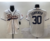 Men's Detroit Tigers #30 Kerry Carpenter White With Patch Cool Base Stitched Baseball Jersey