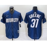Men's Detroit Tigers #31 Riley Greene 2024 Navy City Connect Cool Base Limited Stitched Jersey