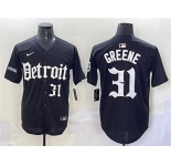 Men's Detroit Tigers #31 Riley Greene Black 'Motor Gothic Edition' Vapor Premier Limited Stitched Baseball Jersey