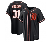 Men's Detroit Tigers #31 Riley Greene Black Out Stitched Baseball Jersey