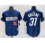 Men's Detroit Tigers #31 Riley Greene Number 2024 Navy City Connect Cool Base Limited Stitched Jersey
