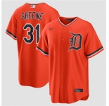 Men's Detroit Tigers #31 Riley Greene Orange Alternate Stitched Baseball Jersey
