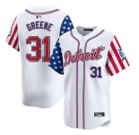 Men's Detroit Tigers #31 Riley Greene White 2025 Independence Day Vapor Premier Limited Stitched Baseball Jersey